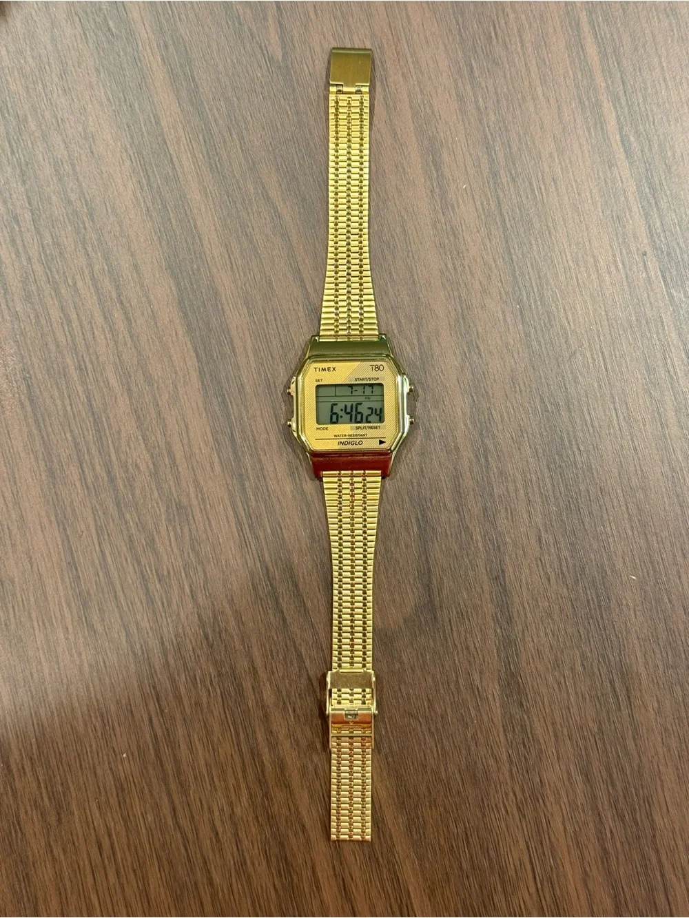 Timex T80 Gold-Tone Digital Watch with Mesh Bracelet